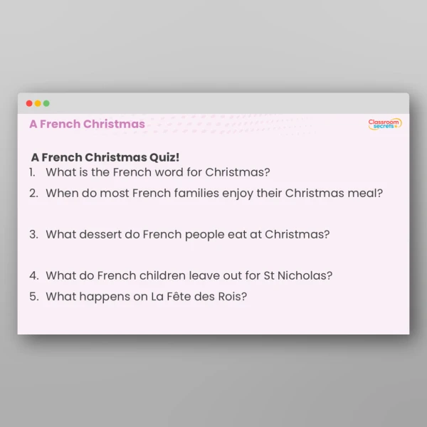 An image of the A French Christmas PPT Resource