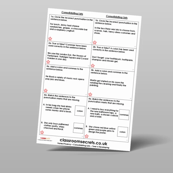 An image of the Consolidating Lists Varied Fluency Resource