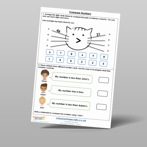 Year 2 Compare Numbers Discussion Problem 2 Resource | Classroom Secrets