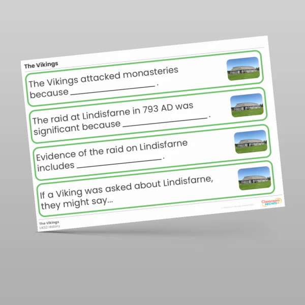 An image of the The Vikings Stem Sentences Resource