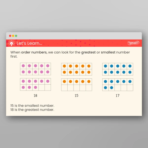 An image of the Order Numbers to 20 Teaching PPT Resource