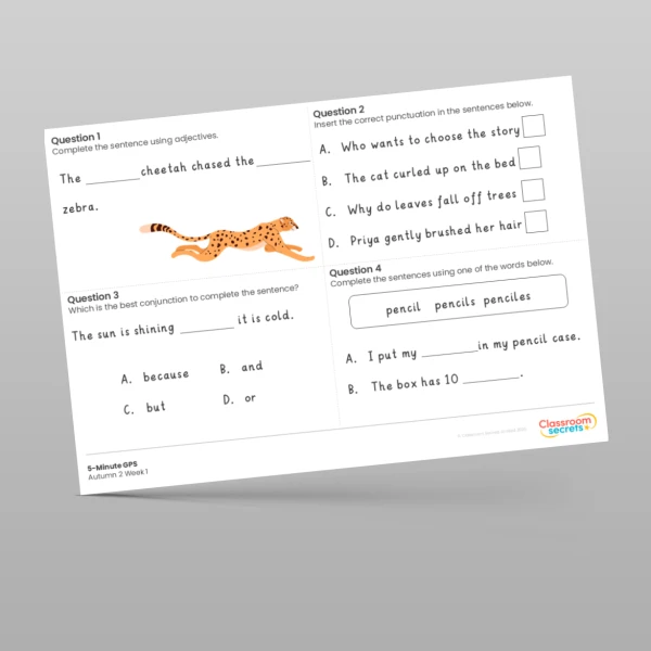 An image of the Free 5-Minute GPS Autumn 2 Week 1 Resource
