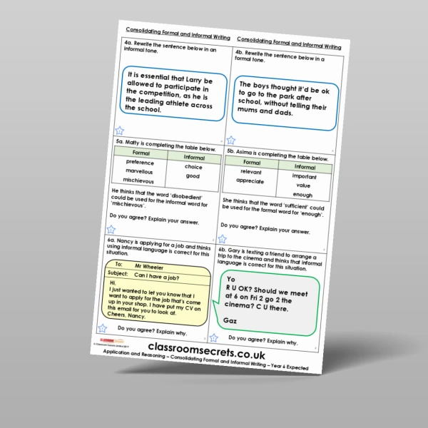 An image of the Consolidating Formal and Informal Writing Application and Reasoning Resource