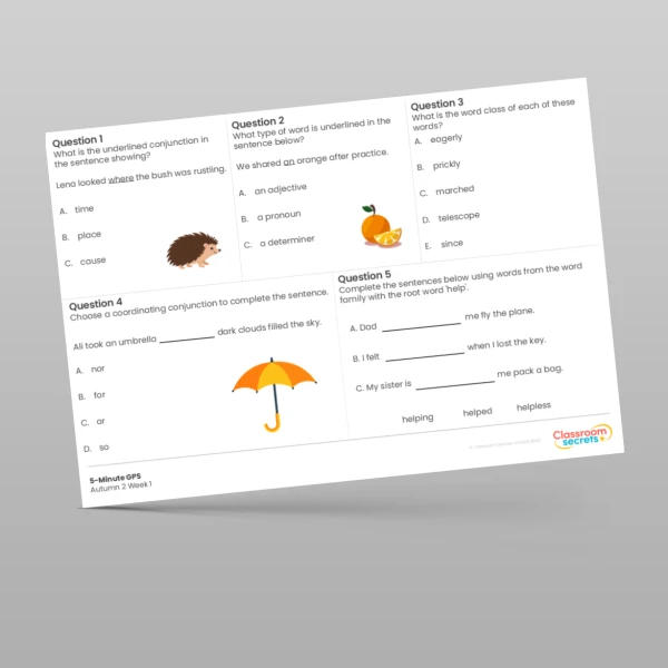 An image of the 5-Minute GPS Autumn 2 Week 1 Resource