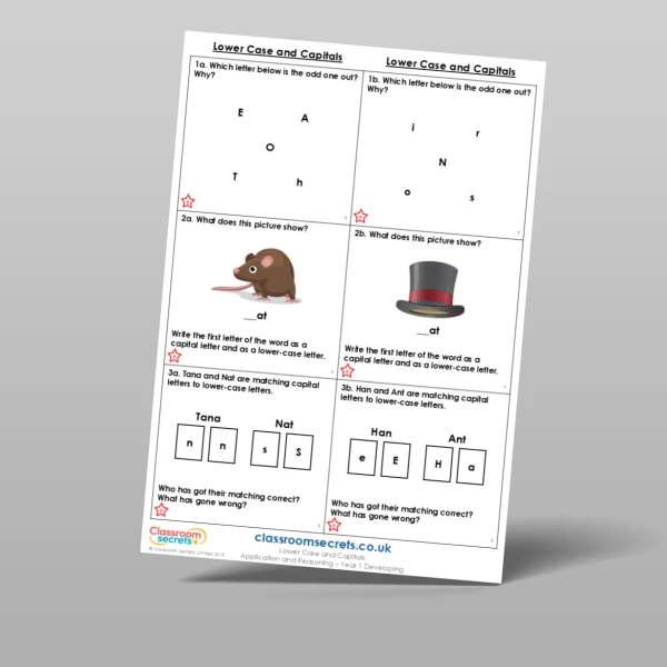 An image of the Lower Case and Capitals Application and Reasoning Resource