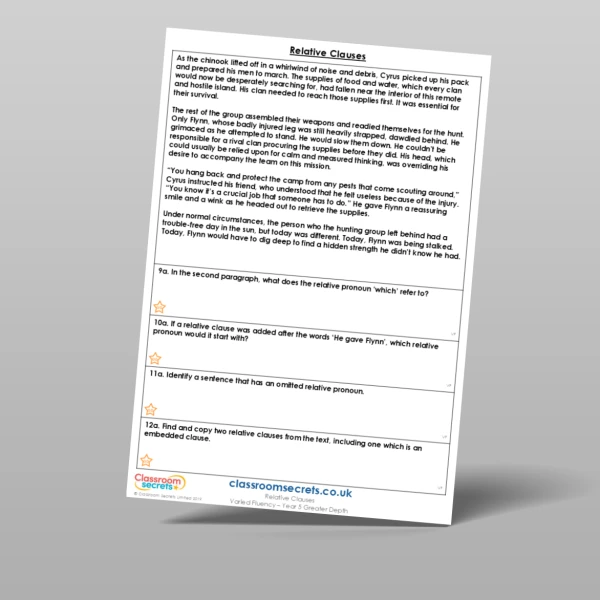 An image of the Relative Clauses Varied Fluency Resource