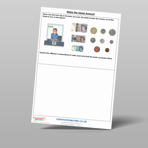 Year 2 Make The Same Amount Discussion Problem Resource | Classroom Secrets