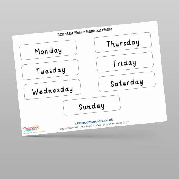 An image of the Days of the Week Practical Activities Resource