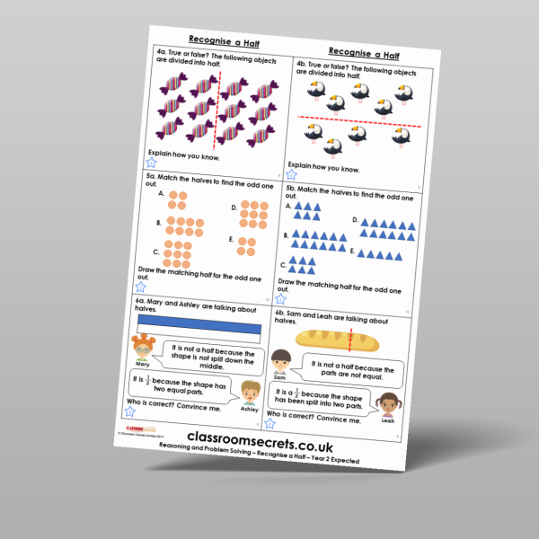 Year 2 Recognise A Half Reasoning And Problem Solving Resource ...