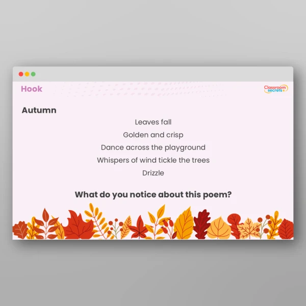 An image of the Cinquain Poems Activity Resource