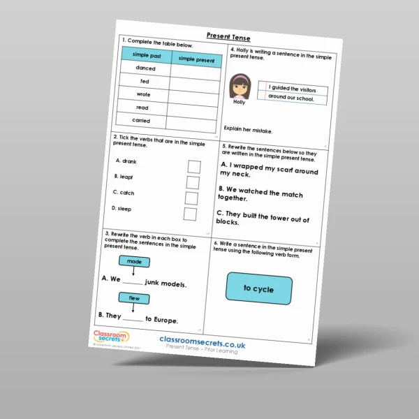 An image of the Present Tense Prior Learning Resource