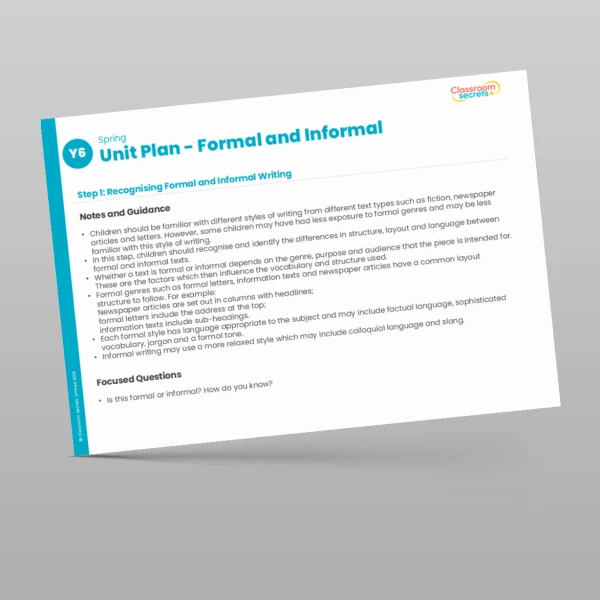 An image of the Formal and Informal Unit Plan Resource