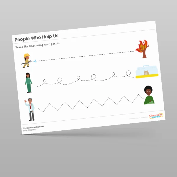 An image of the People Who Help Us Pencil Control Resource