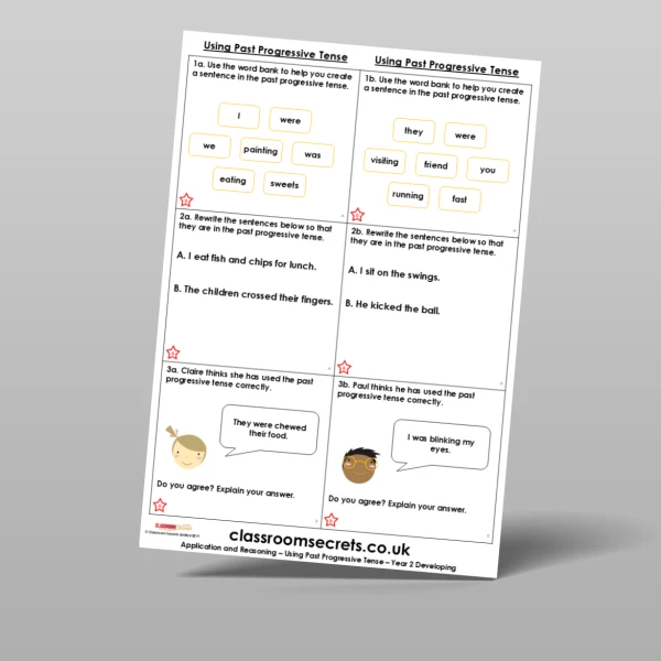 An image of the Using Past Progressive Tense Application and Reasoning Resource