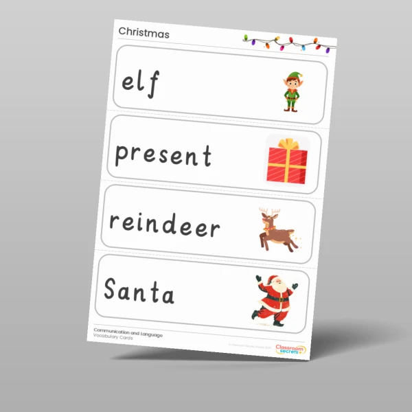 An image of the Christmas Vocabulary Cards Resource
