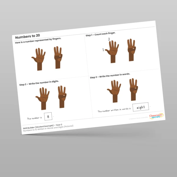 An image of the Numbers to 10 Written in Words and Digits (Pictorial) Skill Builder Resource
