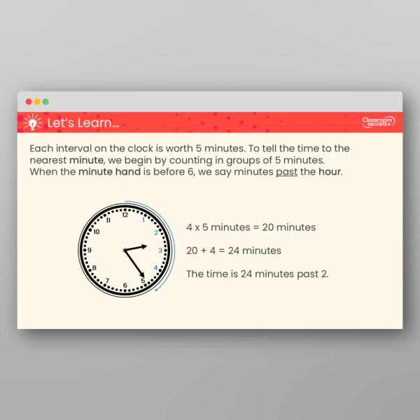 An image of the Tell the Time to the Minute Teaching PPT Resource