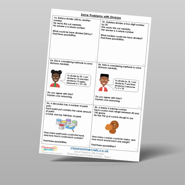 An image of the Solve Problems with Division Reasoning and Problem Solving Resource