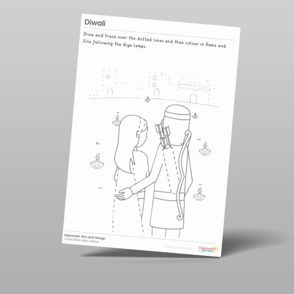 An image of the Diwali I Can Draw and Colour Resource