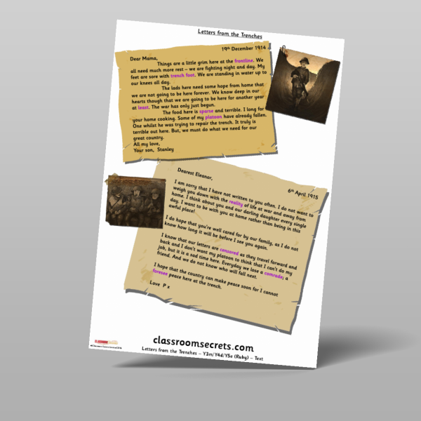 KS2 Letters From The Trenches Ruby Guided Reading Pack Resource ...