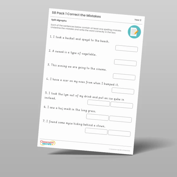 An image of the Autumn 1 Week 6 Spelling - S8 Pack 1 - Split digraphs Resource