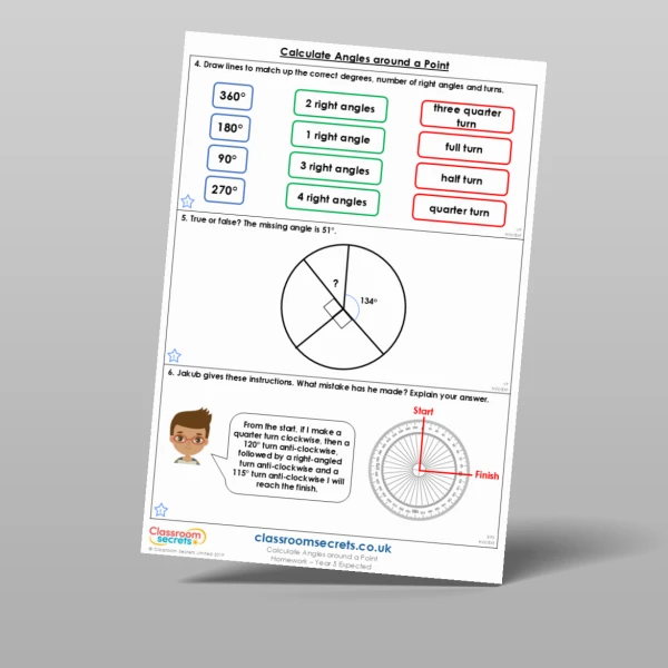 An image of the Calculate Angles around a Point Homework Resource