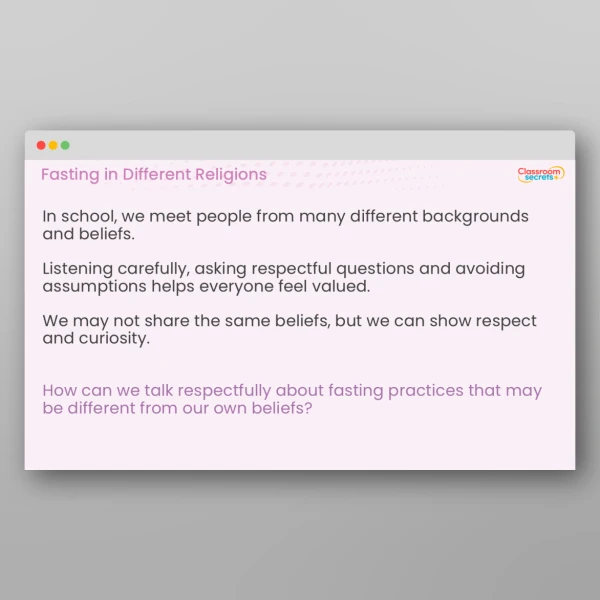 An image of the Fasting in Different Religions PPT Resource