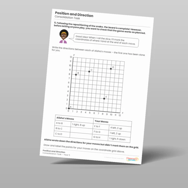 An image of the Position and Direction Consolidation Task Resource