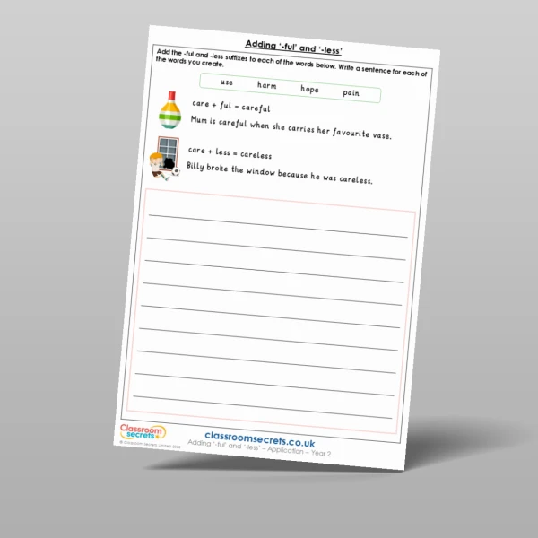 An image of the Adding '-ful' and '-less' Application Resource
