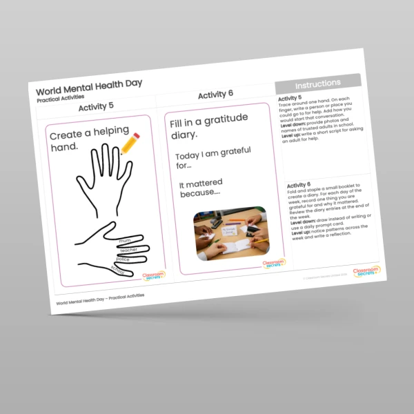 An image of the World Mental Health Day Practical Activities Resource