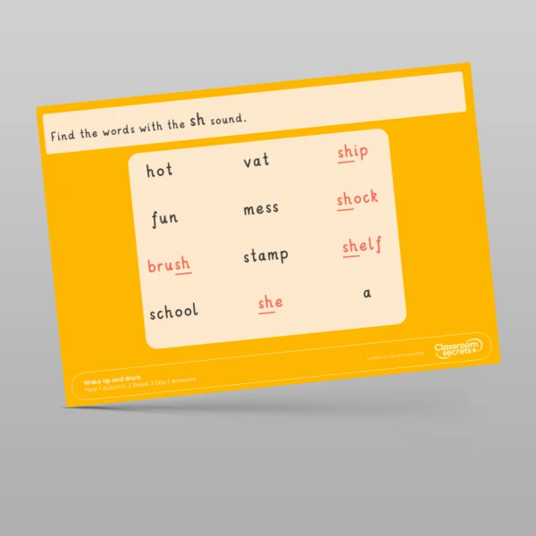 An image of the Autumn 2 Week 3 Wake Up and Work Resource