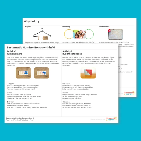 Year 1 Systematic Number Bonds within 10 Addition and Subtraction within 10 Adult Led Practical Activities
