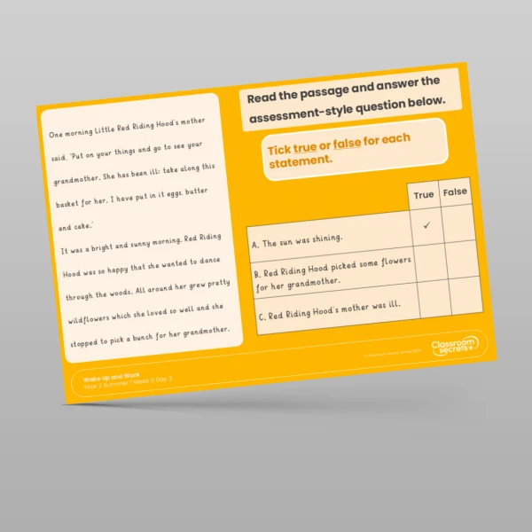 An image of the Summer 1 Week 5 Wake Up and Work Resource