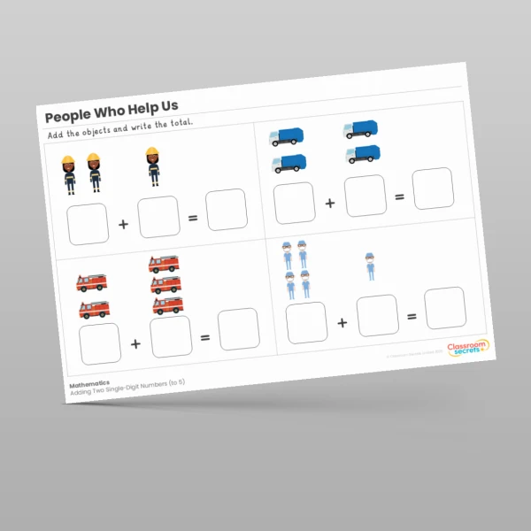 An image of the People Who Help Us Maths Activities Resource