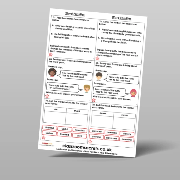 An image of the Free Word Families Application and Reasoning Resource