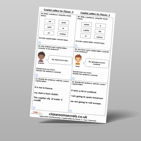 Year 1 Capital Letters For Places 2 Application And Reasoning Resource ...