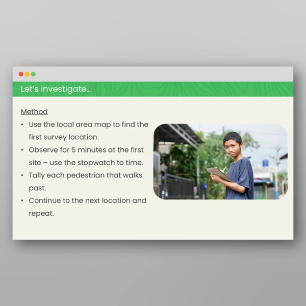An image of the Pedestrian Survey Geography Fieldwork PPT Resource