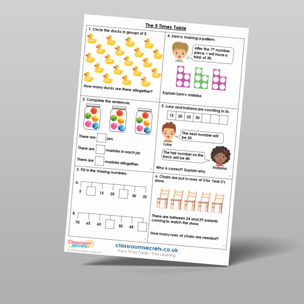 Year 2 The 5 Times Table Prior Learning Resource | Classroom Secrets
