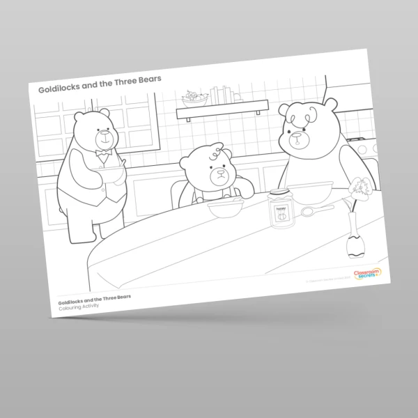 An image of the Goldilocks and the Three Bears Colouring Activities Resource