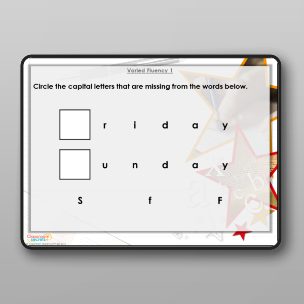 Year 1 Capital Letters For Days Of The Week Modelling Ppt Resource ...
