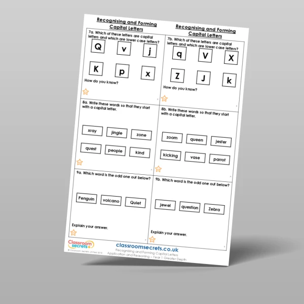 An image of the Free Recognising and Forming Capital Letters Application and Reasoning Resource