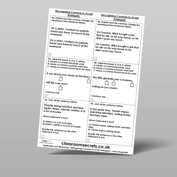 An image of the Recognising Commas to Avoid Ambiguity Application and Reasoning Resource