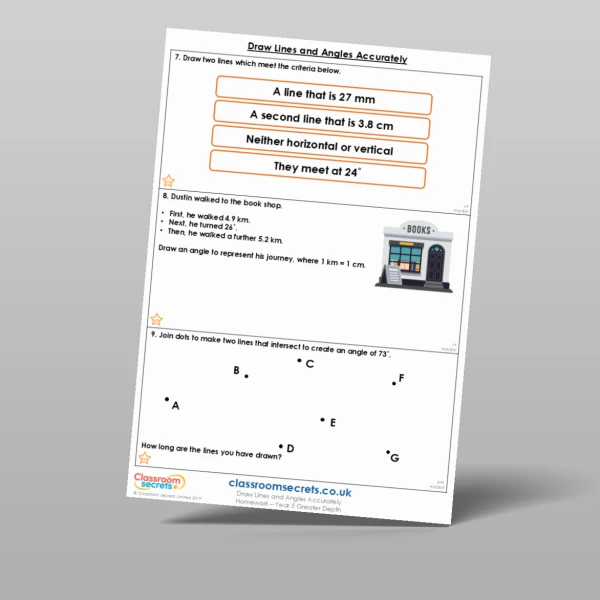 An image of the Draw Lines and Angles Accurately Homework Resource
