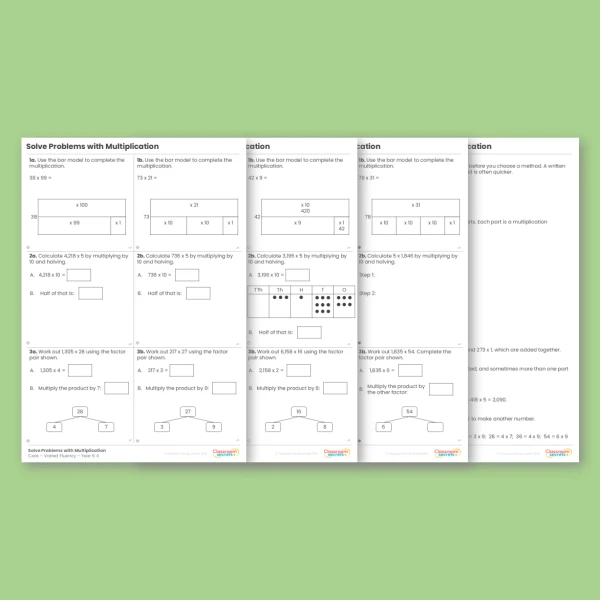 An image of the Solve Problems with Multiplication Varied Fluency Resource