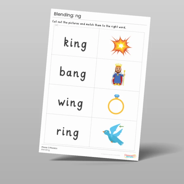 An image of the Phonics Blending Activities: ng Resource