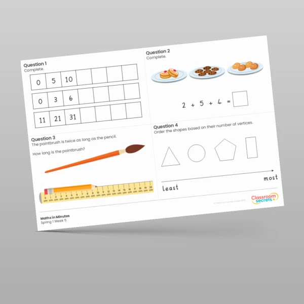 An image of the Spring 1 Week 5 Maths in Minutes Resource