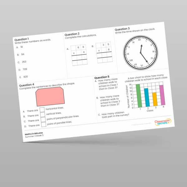 An image of the Summer 2 Week 5 Maths in Minutes Resource