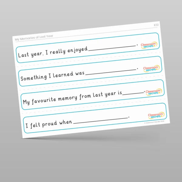 An image of the Memories of Last Year Stem Sentences Resource