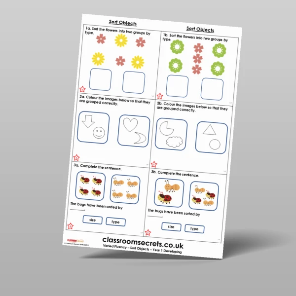 An image of the Free Sort Objects Varied Fluency Resource