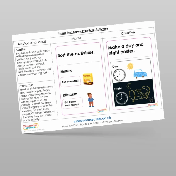 An image of the Hours in a Day Practical Activities Resource